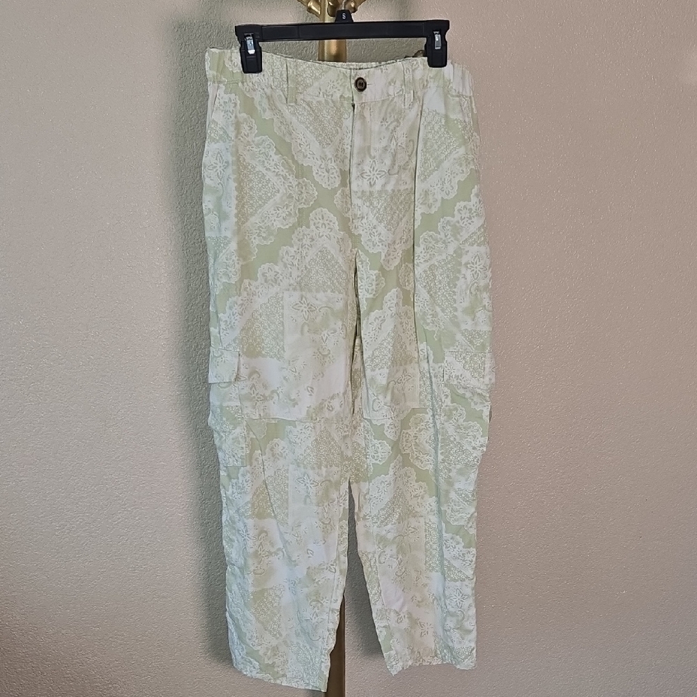 Pilcro Cream Patterned Cargo Pants